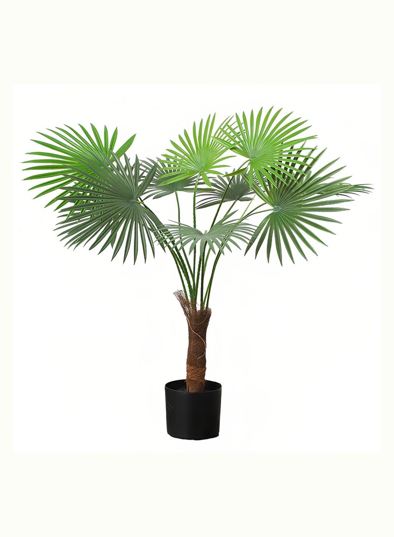 شاربدو نبتة اصطناعية بطول 87 سم، زهرة اصطناعية، شجرة نخيل استوائية على شكل مروحة مع 8 أوراق نخيل كبيرة. سهلة العناية، مناسبة لتزيين المنزل والمكتب وغرفة المعيشة والشرفة. نبات زينة للحديقة في أصيص - Image 2